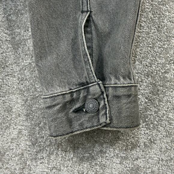 Levi’s Premium Denim Trucker Jacket Mens M Gray/Blue Colorblock Big E Distressed - Picture 12 of 12